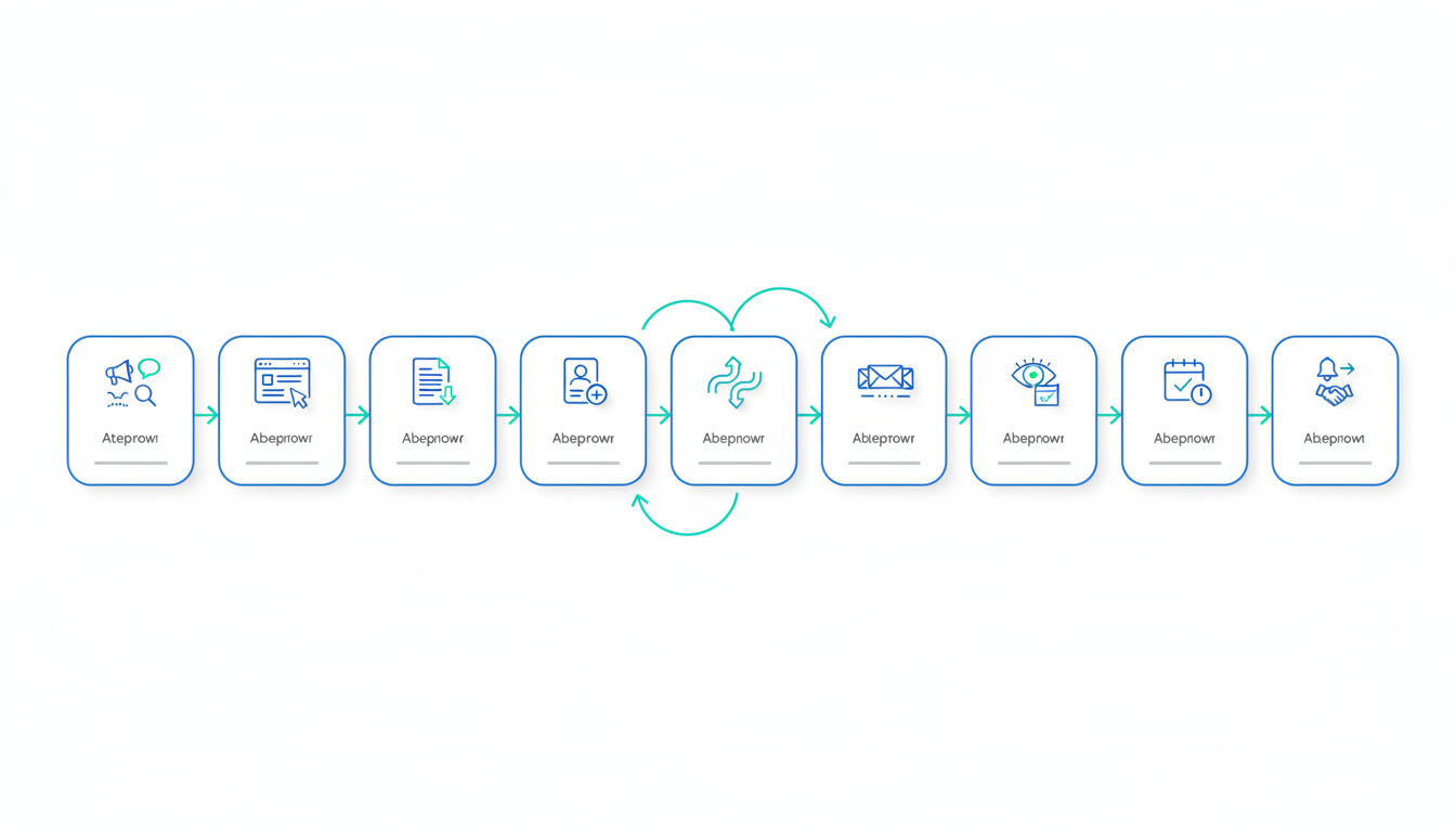 Flowchart of an automated marketing workflow from lead capture to nurture sequence